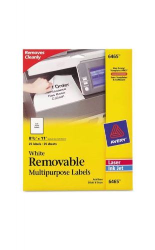 Avery Removable Multi-Use Labels 8 1/2 x 11 White 25/Pack 6465