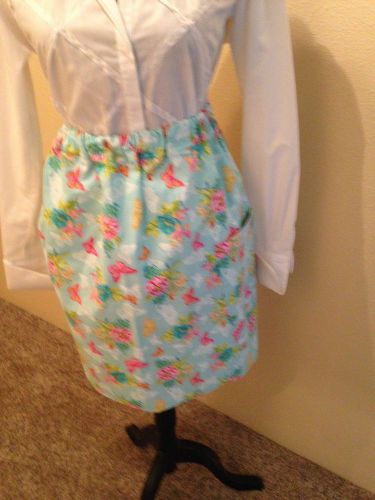 Butterflies ealstic at  waist tie apron handmade