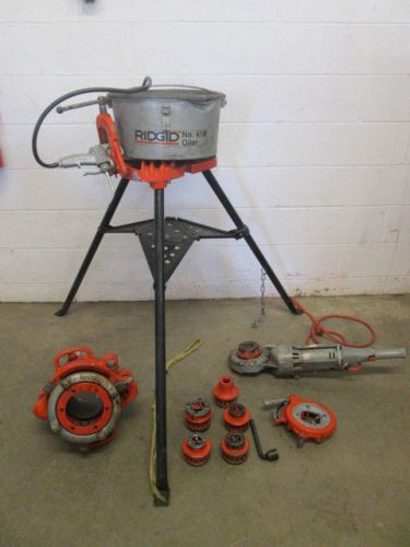 Ridgid 700 pipe threader 40a tristand 811a die head 418 oiler 141/npt geared for sale