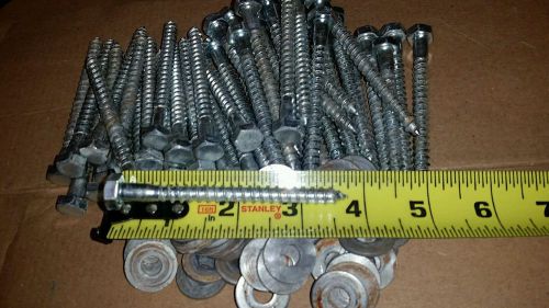 100 pcs. hex head 1/4 x 3 1/2&#034; lag bolts galvanized wood screws with washer for sale