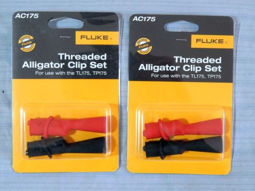 Lot 2 new fluke ac175 threaded alligator clip set for use w tl175 tp175 for sale