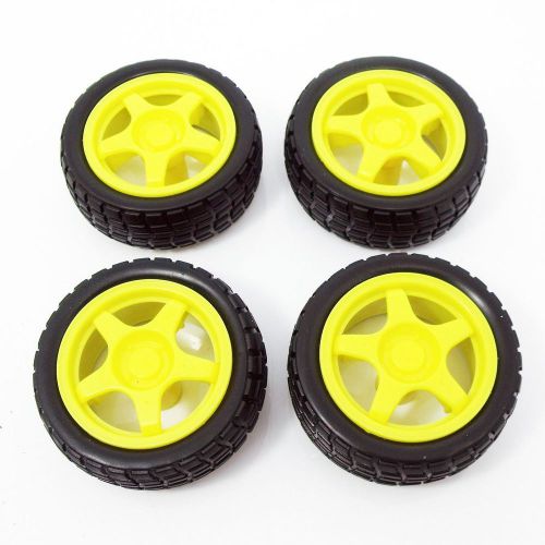 NEW 4Pcs Smart Car Robot Plastic Tire Wheel with DC 3-10V Gear Motor Set Arduino