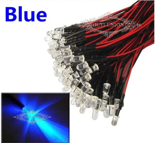 10PCSx Prewired LEDs 3mm Lamp 12V Bright Bule Light 25 Degree 20cm Pre-wired