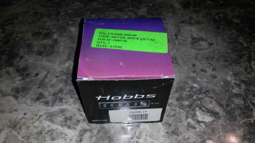 HOBBS Hour Meter #20029-17, AC Hour, 2 Screw Mount,  220 VAC