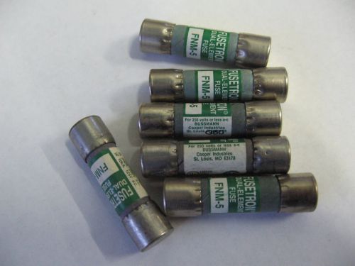 Cooper Bussmann Fusetron FNM-5 Fuses- lot of 6 -FNM5