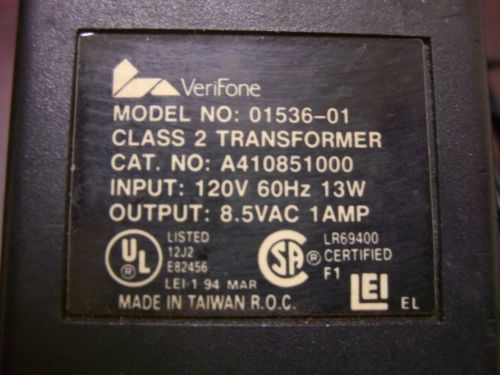 Genuine Verifone 01536-01 A410851000  Power Supply  IP 120v 60hz 13w  OP 8.5v 1a