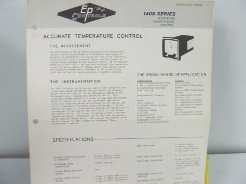 Electronic Processes 1400 Series Indicating Temperature Control Instr. Manual