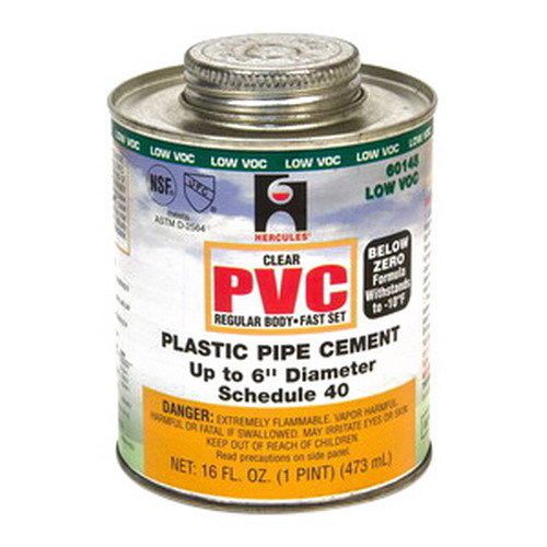 Oatey SCS 60145 Hercules Clear Regular Body Fast Set Cement, 16 oz Can