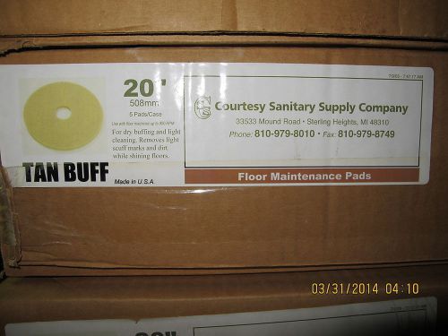 20&#034; TAN BURNISHING FLOOR MACHINE POLISHING PADS 41020 BOX OF 5