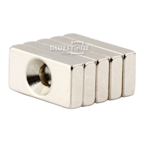 5pcs N50 Block Counter Sunk Magnets 20 * 10 x 4 mm Hole 4mm Rare Earth Neodymium