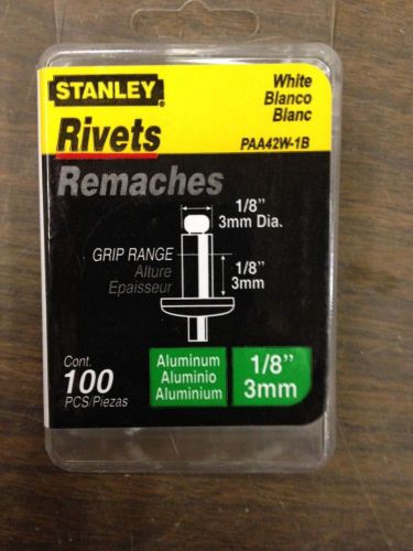 Stanley White 1/8&#034; Aluminum Rivets-Pack of 100