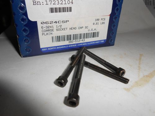 Box of 100  6-32 x 1-1/2&#034; Socket Head Cap Screws  USA