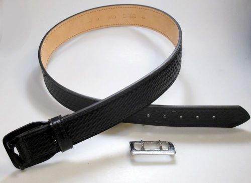 B59W Sz 48&#034; G&amp;G Basketweave Leather Sam Browne 2.25&#034; Police Belt Chromed Buckle