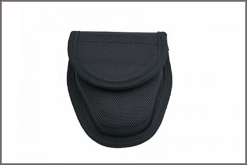 Black police gear handcuff pouch heavy duty nylon velcro with belt holder for sale