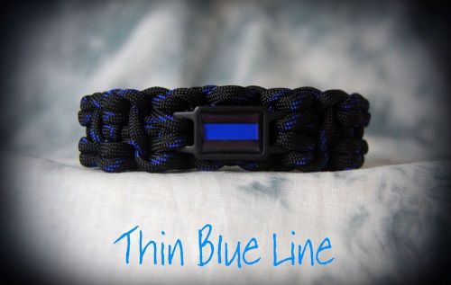 ~ thin blue line~ nylon bracelet wide black tbl logo - police -- law enforcement for sale