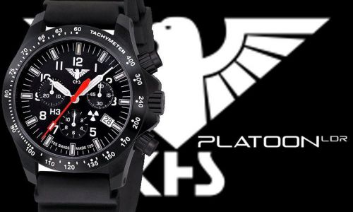 Police Watches  KHS Black Platoon Chronograph LDR  Rubber Strap H3 trigalight®