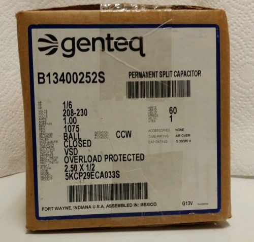 1 New Genteq Motor B13400252, 5KCP29ECA033S,  B13400252S, 1/6HP 208-230V Goodman