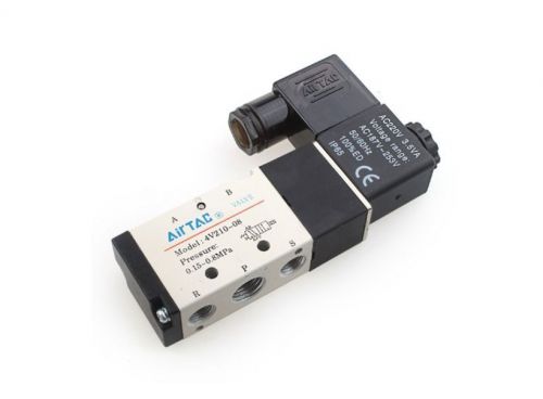 4v210-08 5ports2position single solenoid pneumatic air valve 1/4&#034; bspt ac 220v for sale