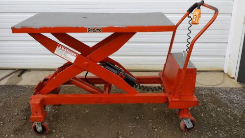 Presto Portable Hydraulic Lift Table Cart 12 volt Electric 1500 lb 2&#039;x4&#039; XBP36