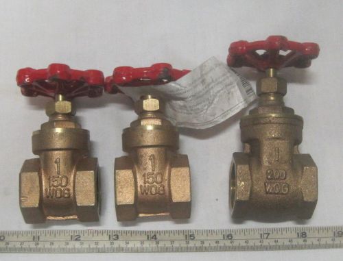 Lot of 3 NEW B &amp; K 1&#034; NPT Brass Gate Valve&#039;s 150 &amp; 200 WOG