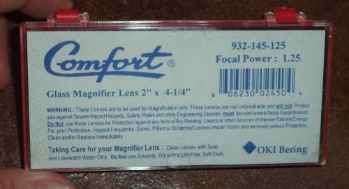 COMFORT GLASS MAGNIFIER LENS 2&#034; x 4-1/4&#034; FOCAL POWER: 1.25