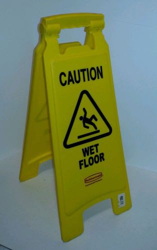 Rubbermaid 611277YW Caution Wet Floor Safety Folding 2-Sided 11&#034;x25&#034; Yellow Sign