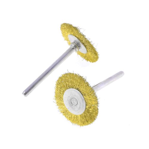 2 Pcs Gold Tone Fibre Polish Polishing Silver Tone Shank Brush Wheel 25mm