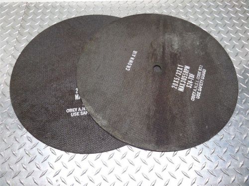 Pair of crown air s24-tbf 20&#034; x 5/32&#034; x1 chop saw cut off blade wheels for sale