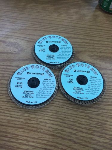 Blue-kote - 3&#034; mini-flap disc, zirconium grain, 60, 80, 120 grit (pack of 9) for sale