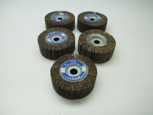 LOT 5 NEW MERIT ABRASIVES ASSORTED 08834122034 FLAP WHEEL 4IN OD 40 GRIT D389121