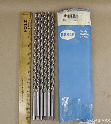 6 Besly 25/64 X 12&#034; Long Turbo Flute Parabolic Drill Bits HSS Extra Length 20113