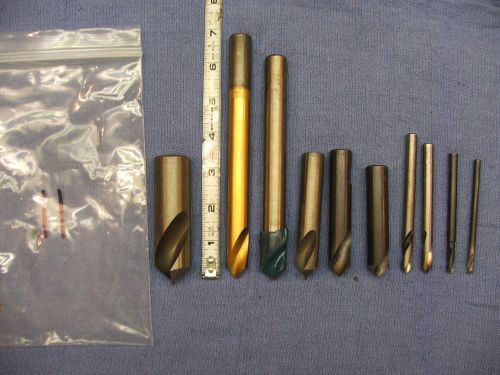 spotting drills mixed lot of 10 2 flute various sizes hss 5/8&#034; trw twist bit 11