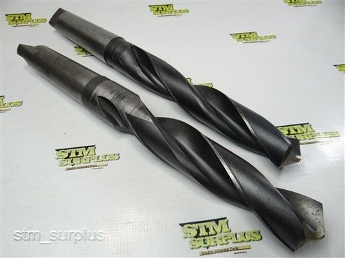 NICE PAIR OF HSS PTD MORSE TAPER TWIST DRILLS 1-23/32&#034; &amp; 1-7/8&#034; WITH 5MT