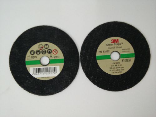 3M Green Corps Cut off Wheel 3&#034; x 3/64&#034; x 3/8&#034; (76x1.3x9.53 mm) 5 pcs PN 63102