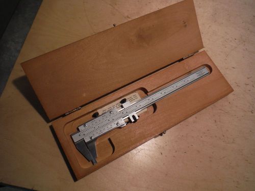 STARRETT NO. 123 8&#034; VERNIER CALIPER HARDENED STABILIZED MASTER BAR W/ CASE