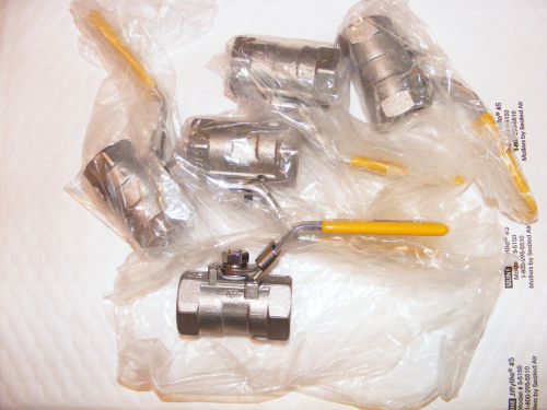 3/4&#034; NPT STAINLESS BALL VALVE LOT OF 5 PCS.- NEW