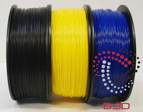 1.75 mm filament 4 3d printer. abs black, yellow and blue bundle spools for sale