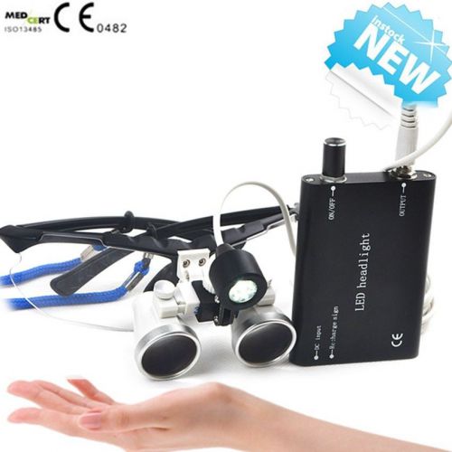 HOT Fashion Black Dental Surgical Medical Binocular Loupes 3.5X 420mm + LED Lamp