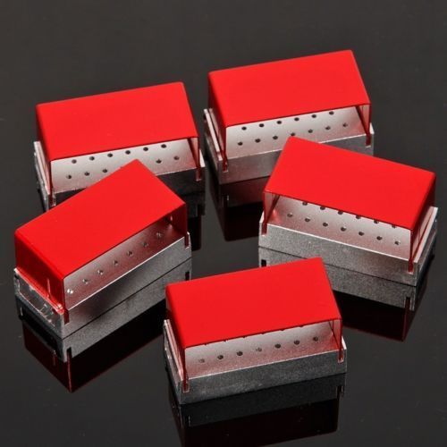 5pcs ALUMINIUM Dental Burs Holder 20 Holes Bur Block Disinfection Box Autoclave