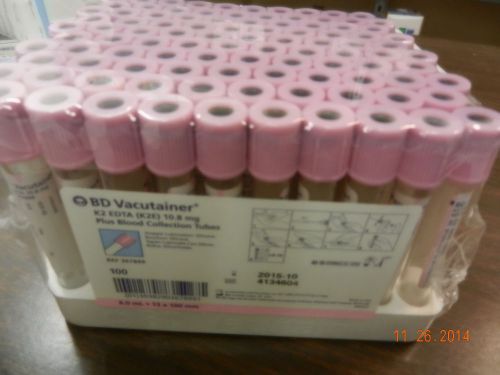 BD 367899 Vacutainer  6ml Tubes Pink K2E 10.8mg EDTA Plus 100pcs