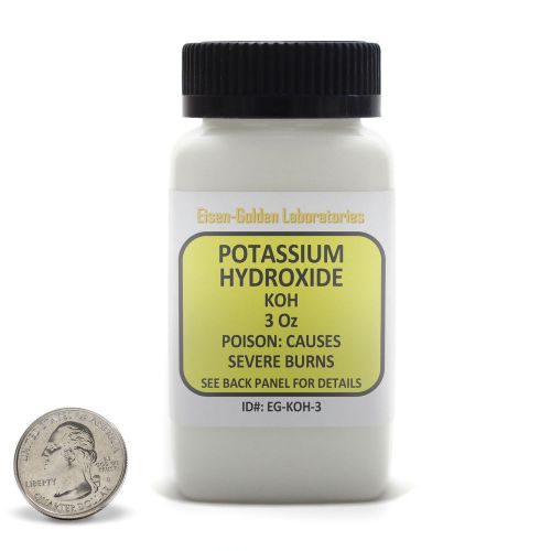 Potassium hydroxide [koh] 99% acs grade flake 3 oz in an easy-pour bottle usa for sale