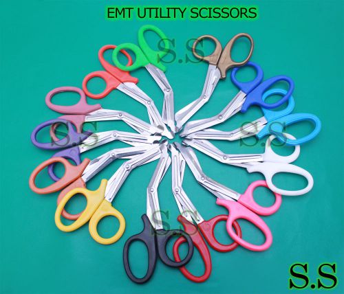 3 PCS ( RED &amp; TEAL &amp; BLUE) UTILITY BANDAGE TRAUMA EMT SHEARS SCISSORS 7.25”