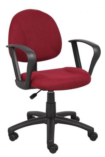 B317 BOSS BURGUNDY DELUXE POSTURE OFFICE TASK CHAIR WITH LOOP ARMS