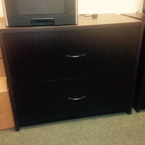 2 Drawer 36&#034; Lateral File Walnut Grain Finish