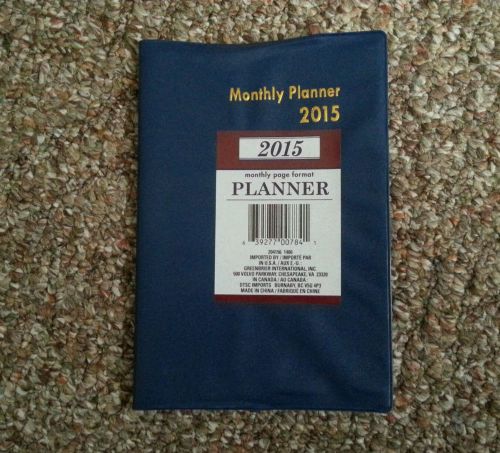 New 2015 Monthly Planner Calendar 7 1/2 x 5 monthly page format journal