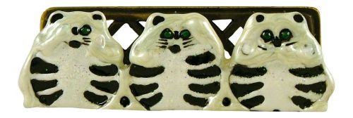 Jewelled Kittens Cat No Evil Business Card Holder