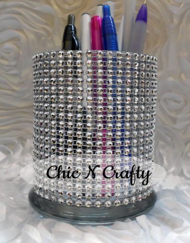 Bling glass pencil/pen/make up brush holder for sale