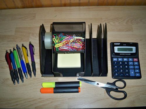 Mesh Metal Desktop Orgaanizer with Accessories