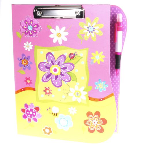 Hot focus girl&#039;s multicolor crazy daisy clipboard folder set w/ notepad &amp; pen for sale