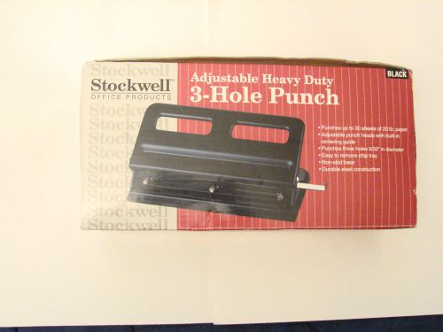 STOCKWELL ADJUSTABLE HEAVY DUTY 3 HOLE PUNCH - NIB